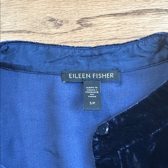 Bundle of 3 EILEEN FISHER Velvet Button Down Shirts - Blue, Hibiscus, Green - Picture 6 of 13